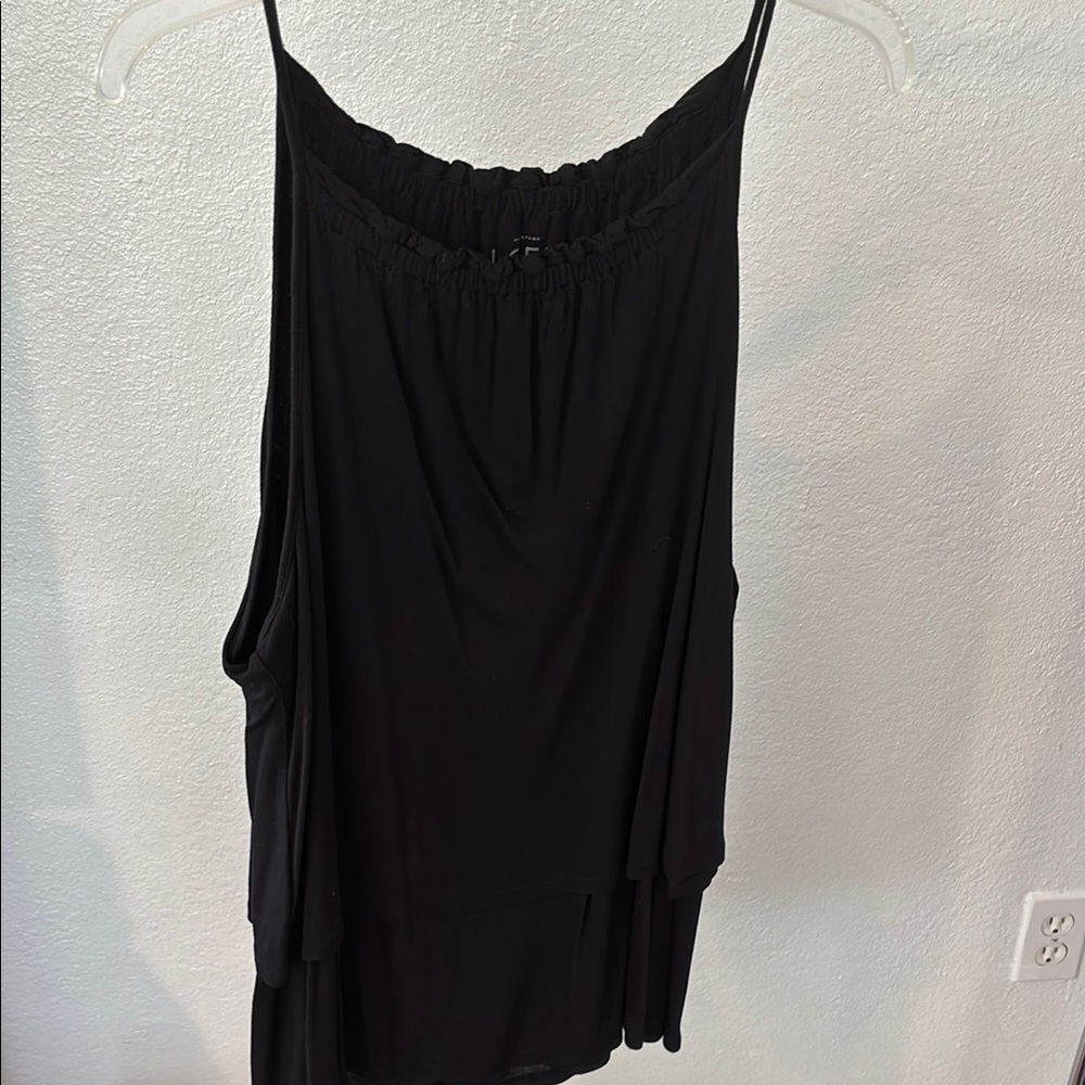 LOFT Black Peplum Cotton Spaghetti Strap Tank Top